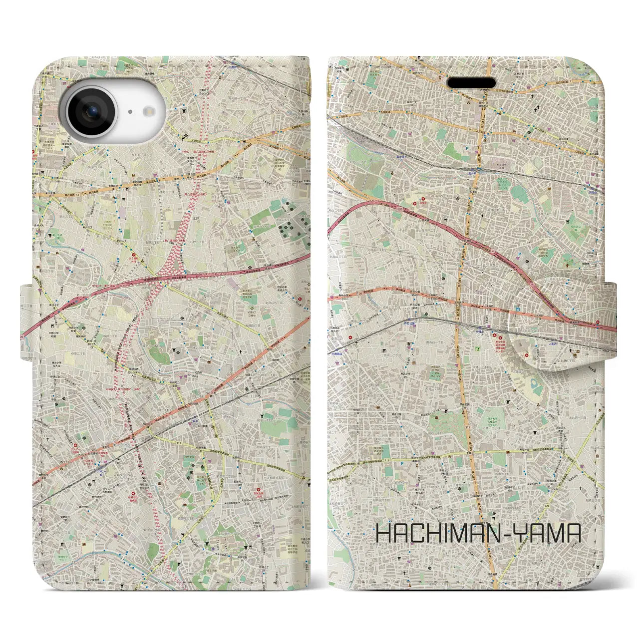 【八幡山（東京都）】地図柄iPhoneケース（手帳タイプ）