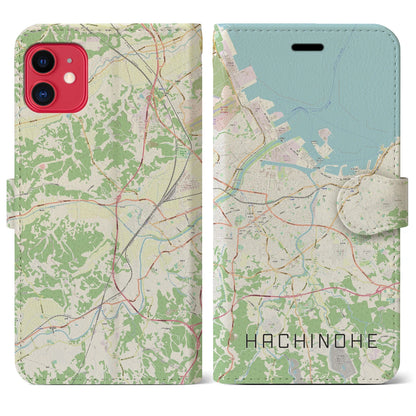 【八戸（青森県）】地図柄iPhoneケース（手帳タイプ）ナチュラル・iPhone 11 用