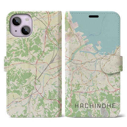 【八戸（青森県）】地図柄iPhoneケース（手帳タイプ）ナチュラル・iPhone 14 用