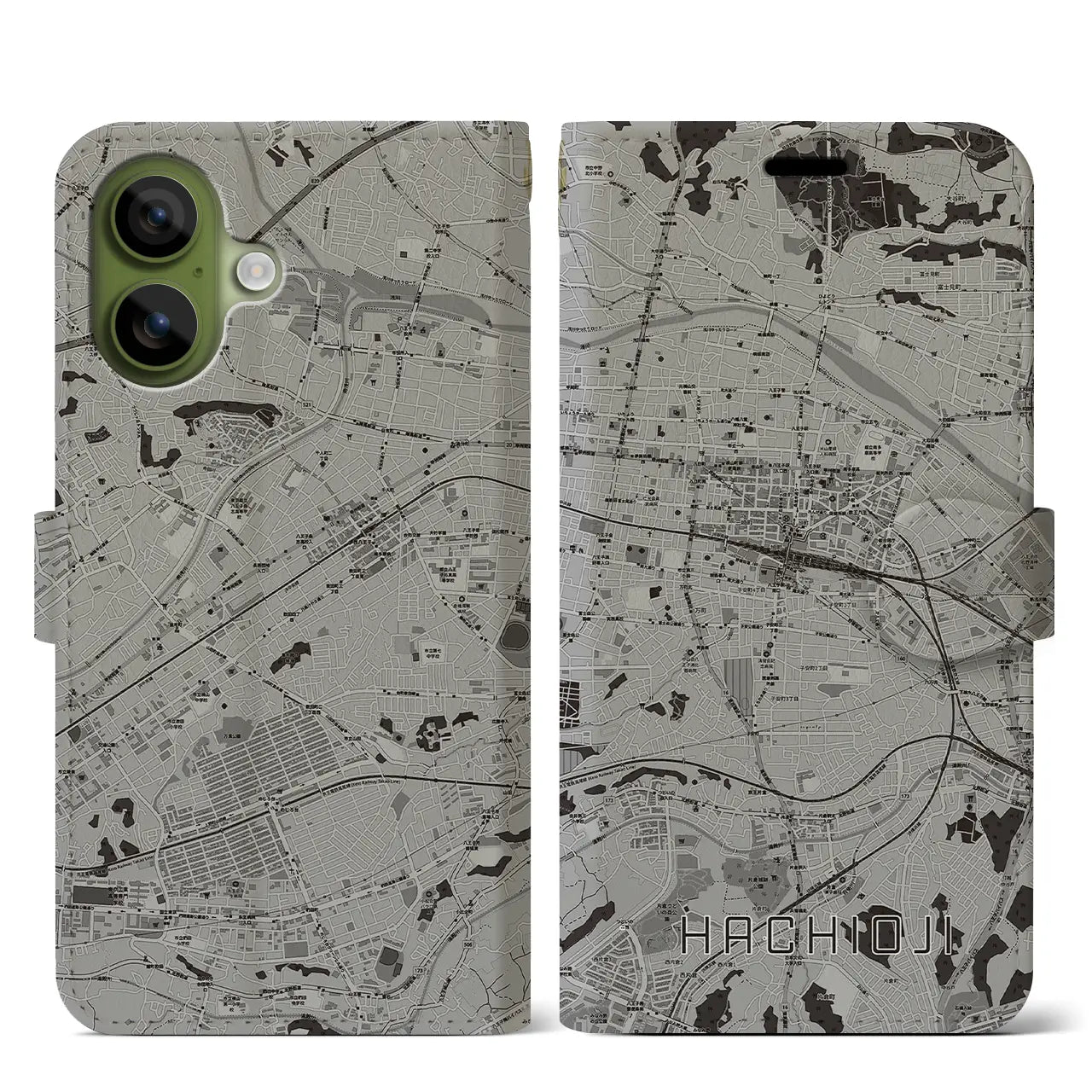 【八王子（東京都）】地図柄iPhoneケース（手帳タイプ）