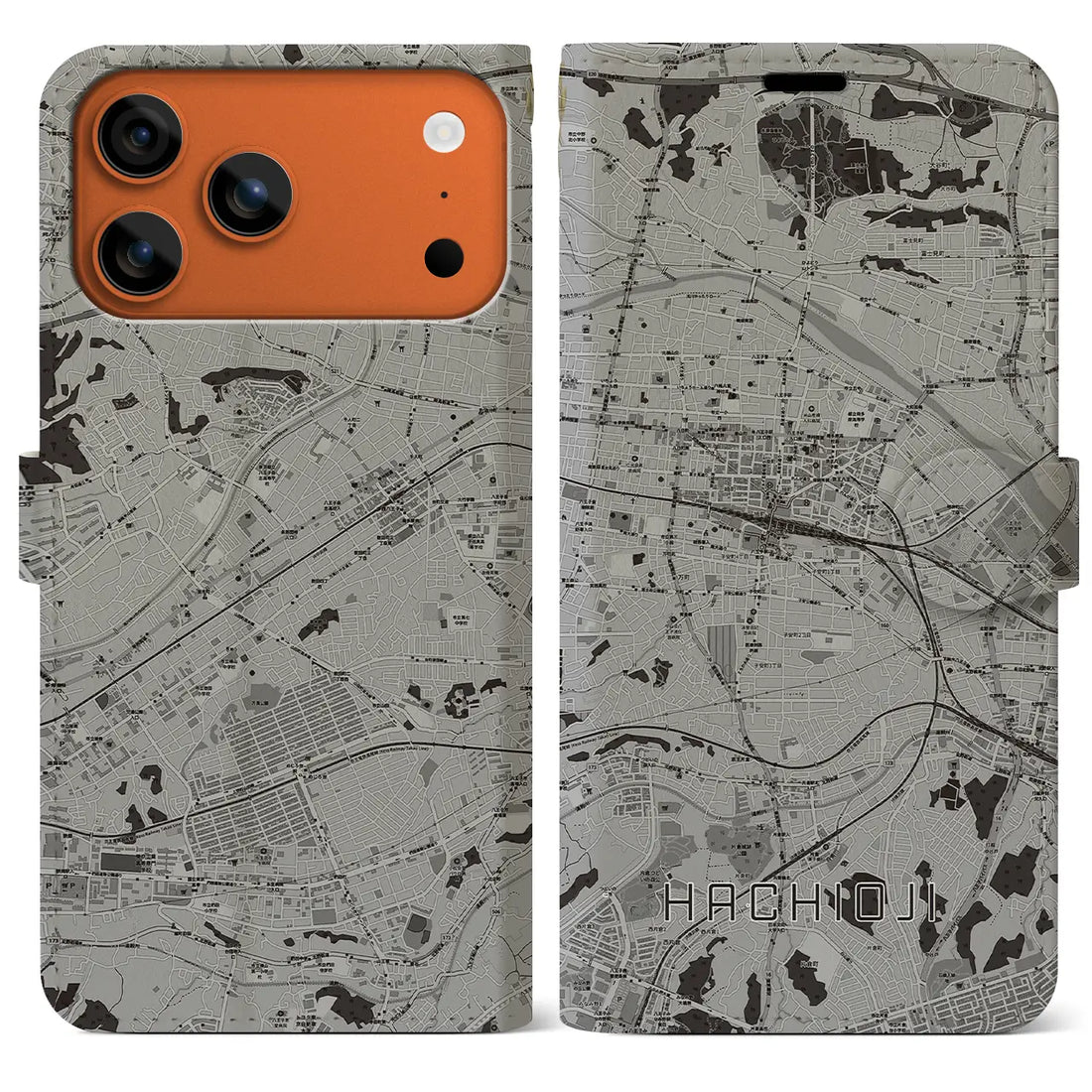 【八王子（東京都）】地図柄iPhoneケース（手帳タイプ）