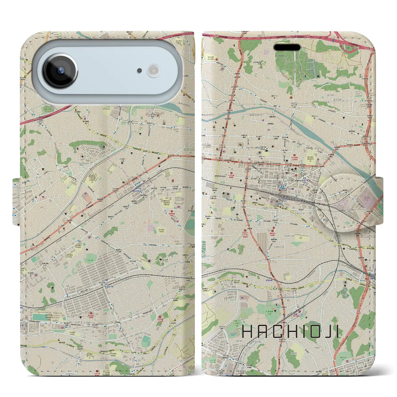 【八王子（東京都）】地図柄iPhoneケース（手帳タイプ）