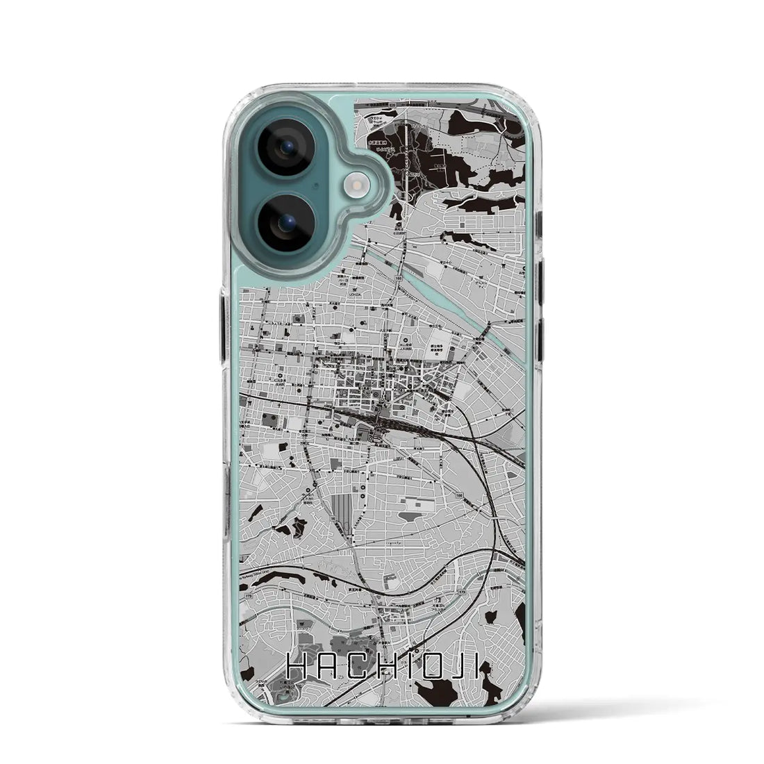【八王子（東京都）】地図柄iPhoneケース（MagSafeタイプ）モノトーン・iPhone 16 Pro 用