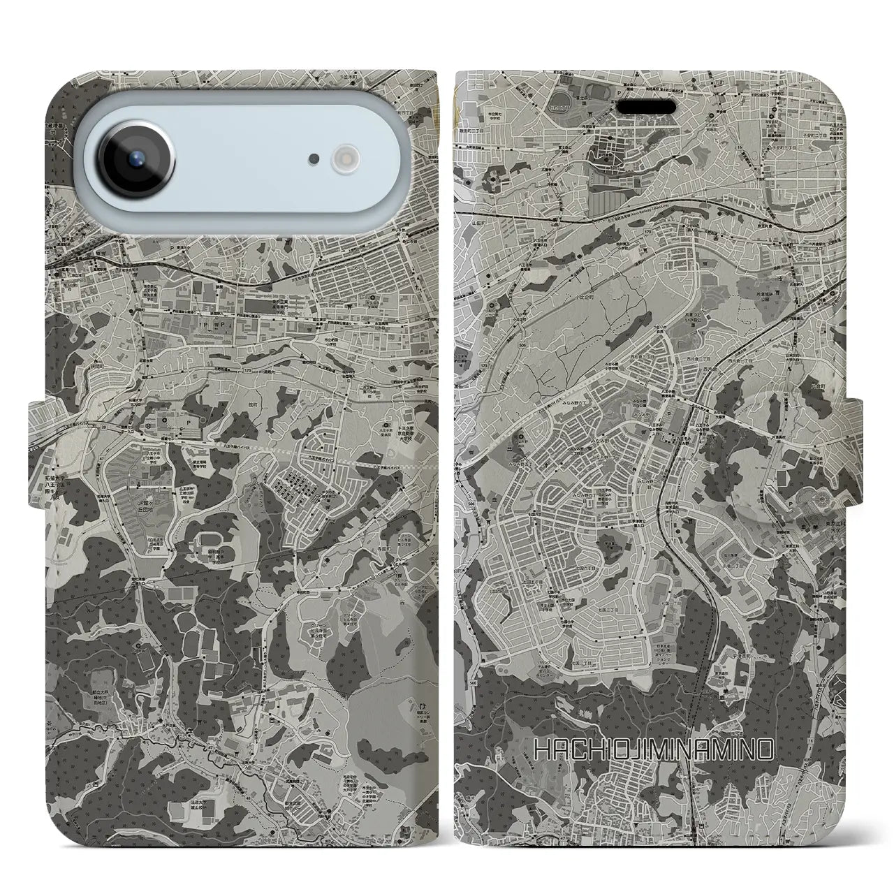 【八王子みなみ野（東京都）】地図柄iPhoneケース（手帳タイプ）