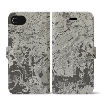 【八王子みなみ野（東京都）】地図柄iPhoneケース（手帳タイプ）モノトーン・iPhone SE（第3 / 第2世代） / 8 / 7 / 6s / 6 用