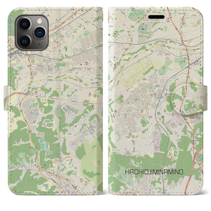 【八王子みなみ野（東京都）】地図柄iPhoneケース（手帳タイプ）ナチュラル・iPhone 11 Pro Max 用