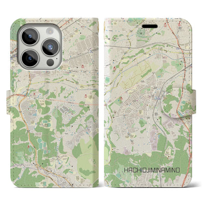 【八王子みなみ野（東京都）】地図柄iPhoneケース（手帳タイプ）ナチュラル・iPhone 15 Pro 用