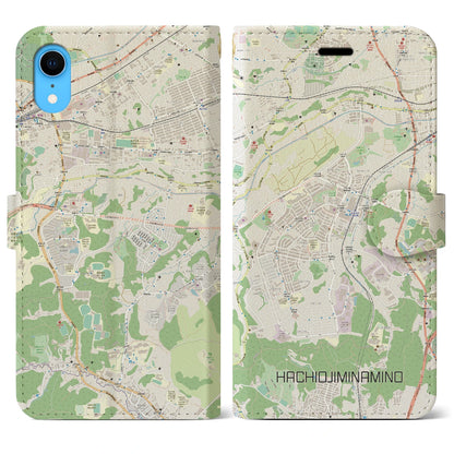 【八王子みなみ野（東京都）】地図柄iPhoneケース（手帳タイプ）ナチュラル・iPhone XR 用