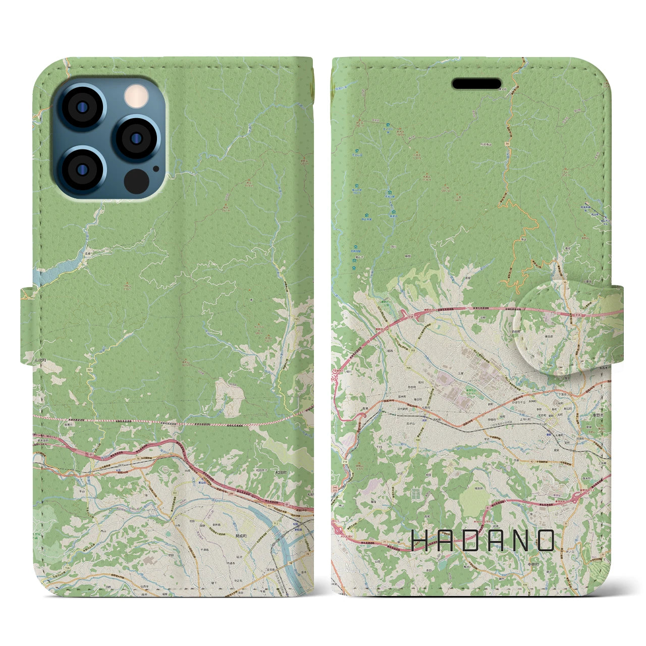 【秦野（神奈川県）】地図柄iPhoneケース（手帳タイプ）ナチュラル・iPhone 12 / 12 Pro 用