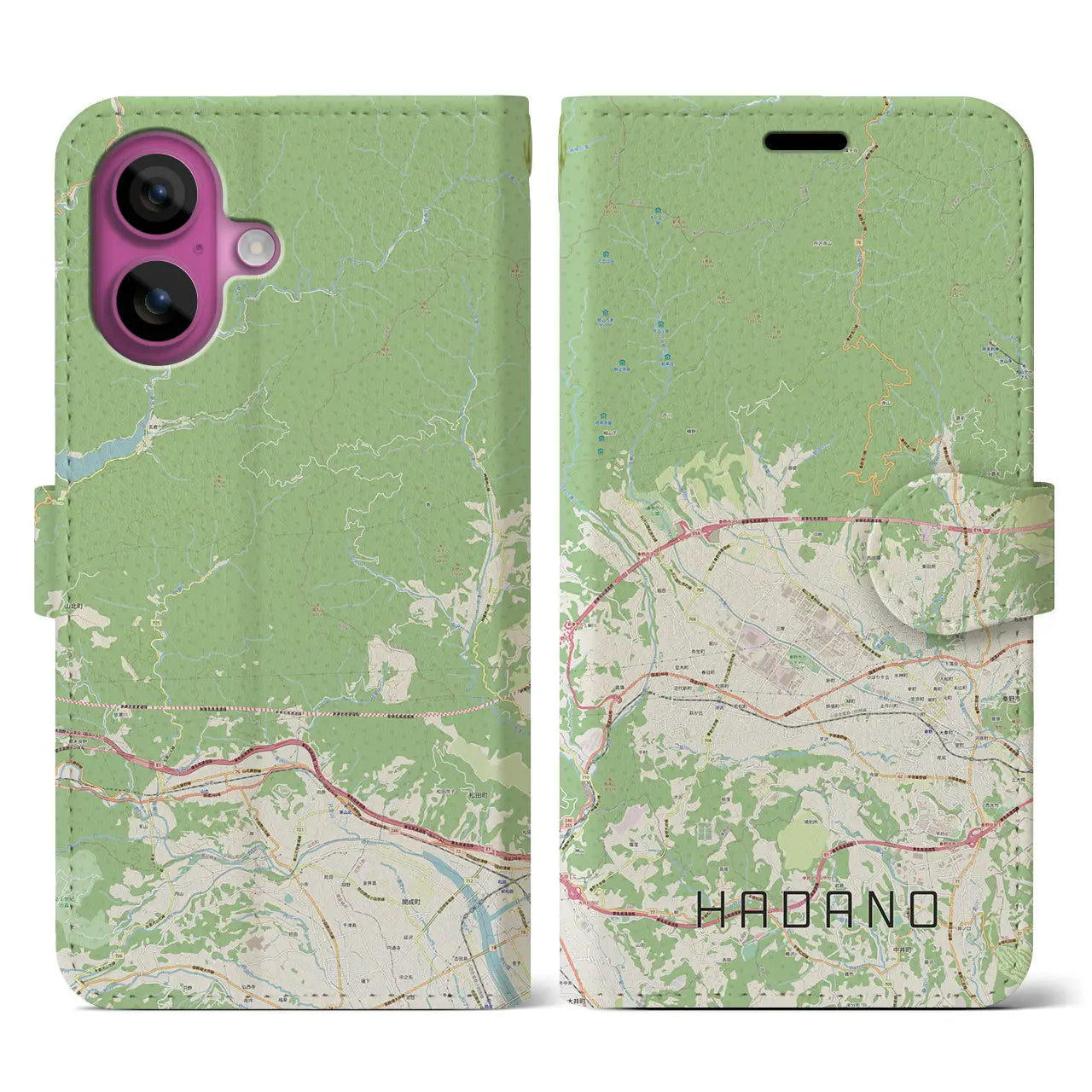 【秦野（神奈川県）】地図柄iPhoneケース（手帳タイプ）ナチュラル・iPhone 16 Pro 用