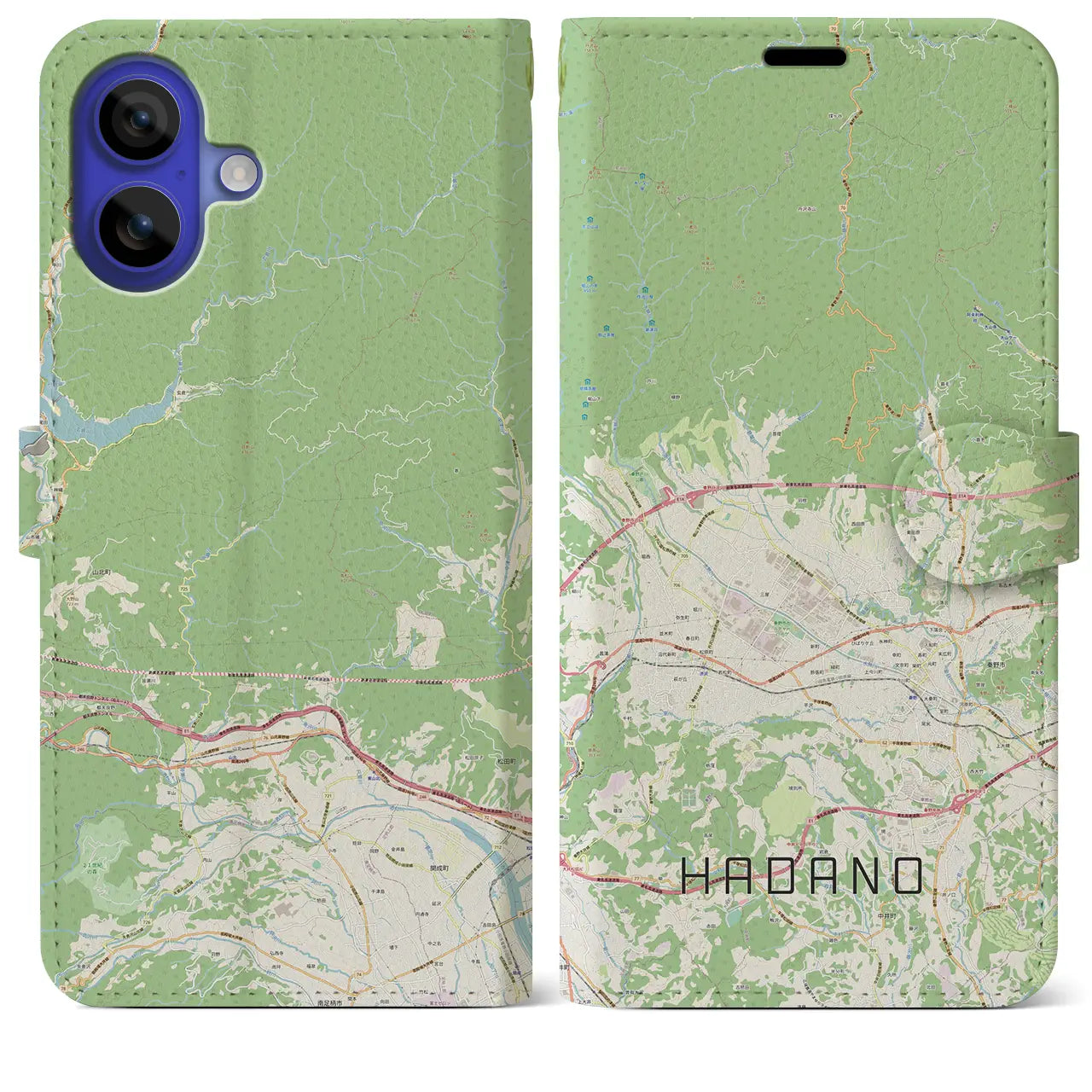 【秦野（神奈川県）】地図柄iPhoneケース（手帳タイプ）ナチュラル・iPhone 16 Pro Max 用