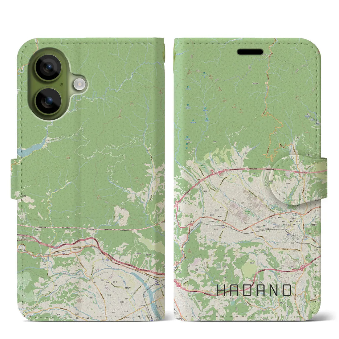 【秦野(神奈川県)】地図柄iPhoneケース(手帳タイプ)モノトーン・iPhone 17 Pro Max 用