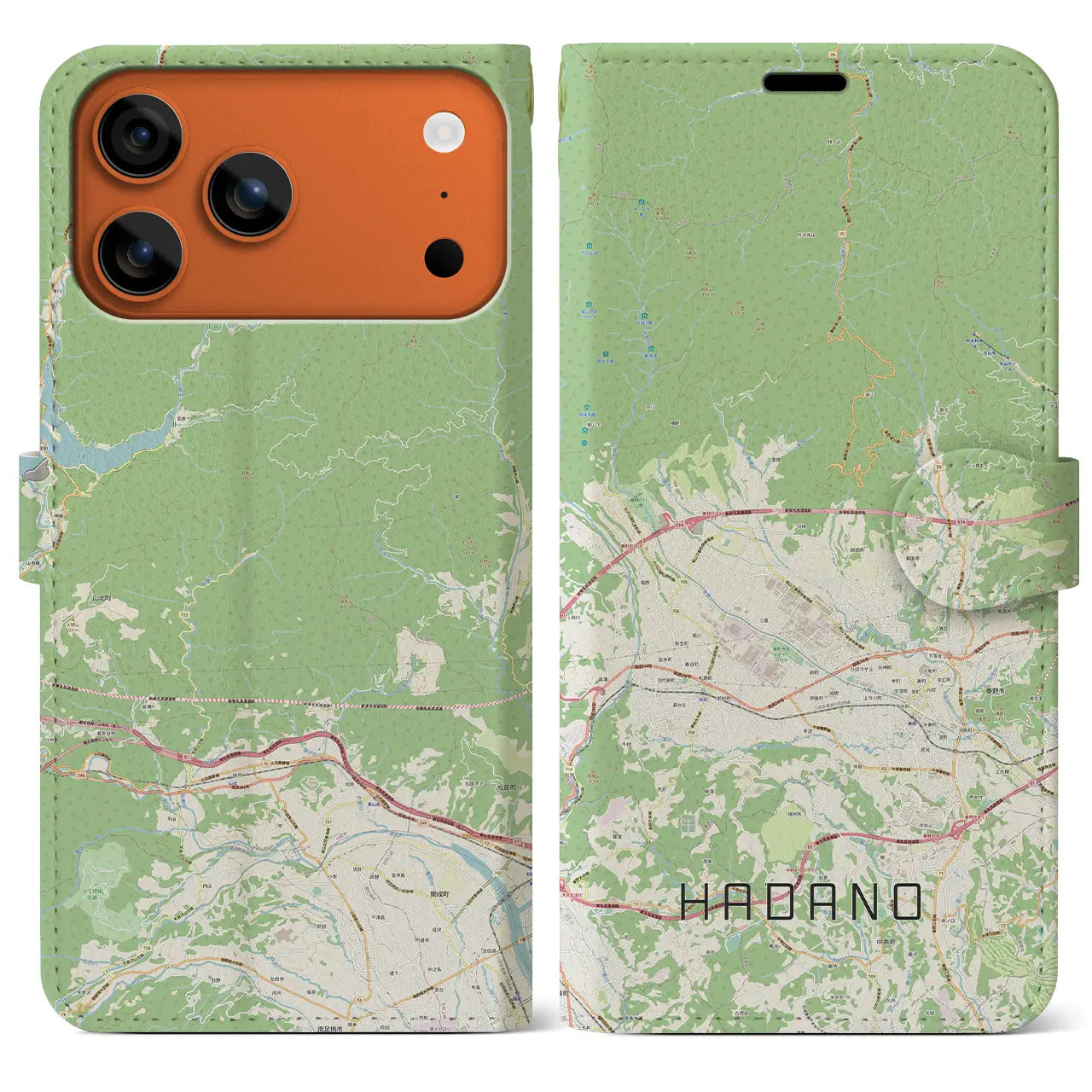 【秦野（神奈川県）】地図柄iPhoneケース（手帳タイプ）