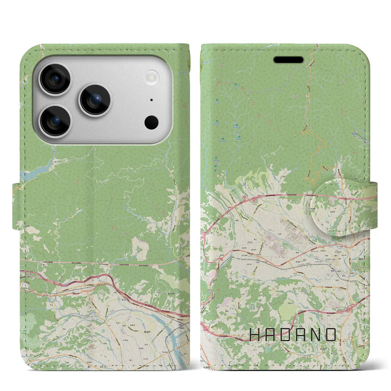 【秦野（神奈川県）】地図柄iPhoneケース（手帳タイプ）