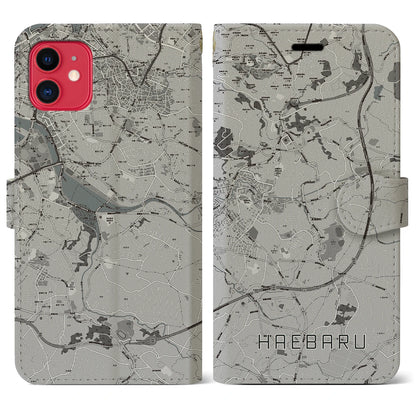 【南風原（沖縄県）】地図柄iPhoneケース（手帳タイプ）モノトーン・iPhone 11 用