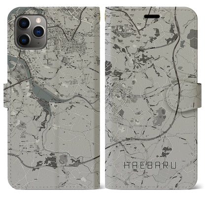 【南風原（沖縄県）】地図柄iPhoneケース（手帳タイプ）モノトーン・iPhone 11 Pro Max 用