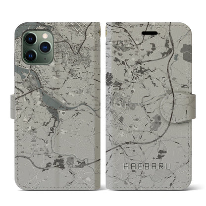 【南風原（沖縄県）】地図柄iPhoneケース（手帳タイプ）モノトーン・iPhone 11 Pro 用