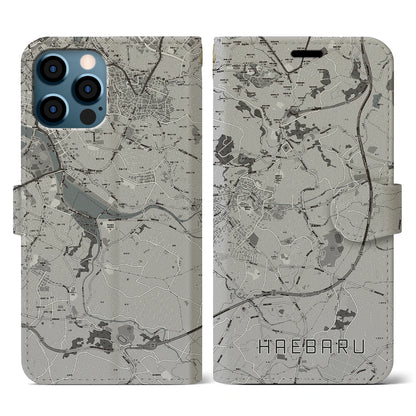 【南風原（沖縄県）】地図柄iPhoneケース（手帳タイプ）モノトーン・iPhone 12 / 12 Pro 用