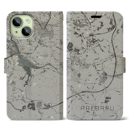 【南風原（沖縄県）】地図柄iPhoneケース（手帳タイプ）モノトーン・iPhone 15 用