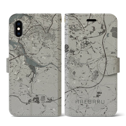 【南風原（沖縄県）】地図柄iPhoneケース（手帳タイプ）モノトーン・iPhone XS / X 用
