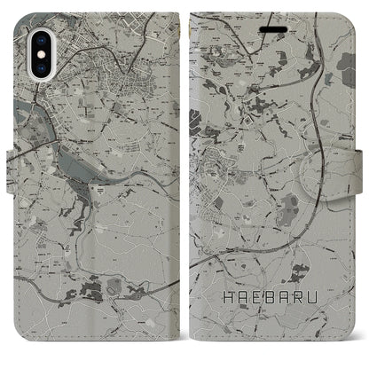 【南風原（沖縄県）】地図柄iPhoneケース（手帳タイプ）モノトーン・iPhone XS Max 用