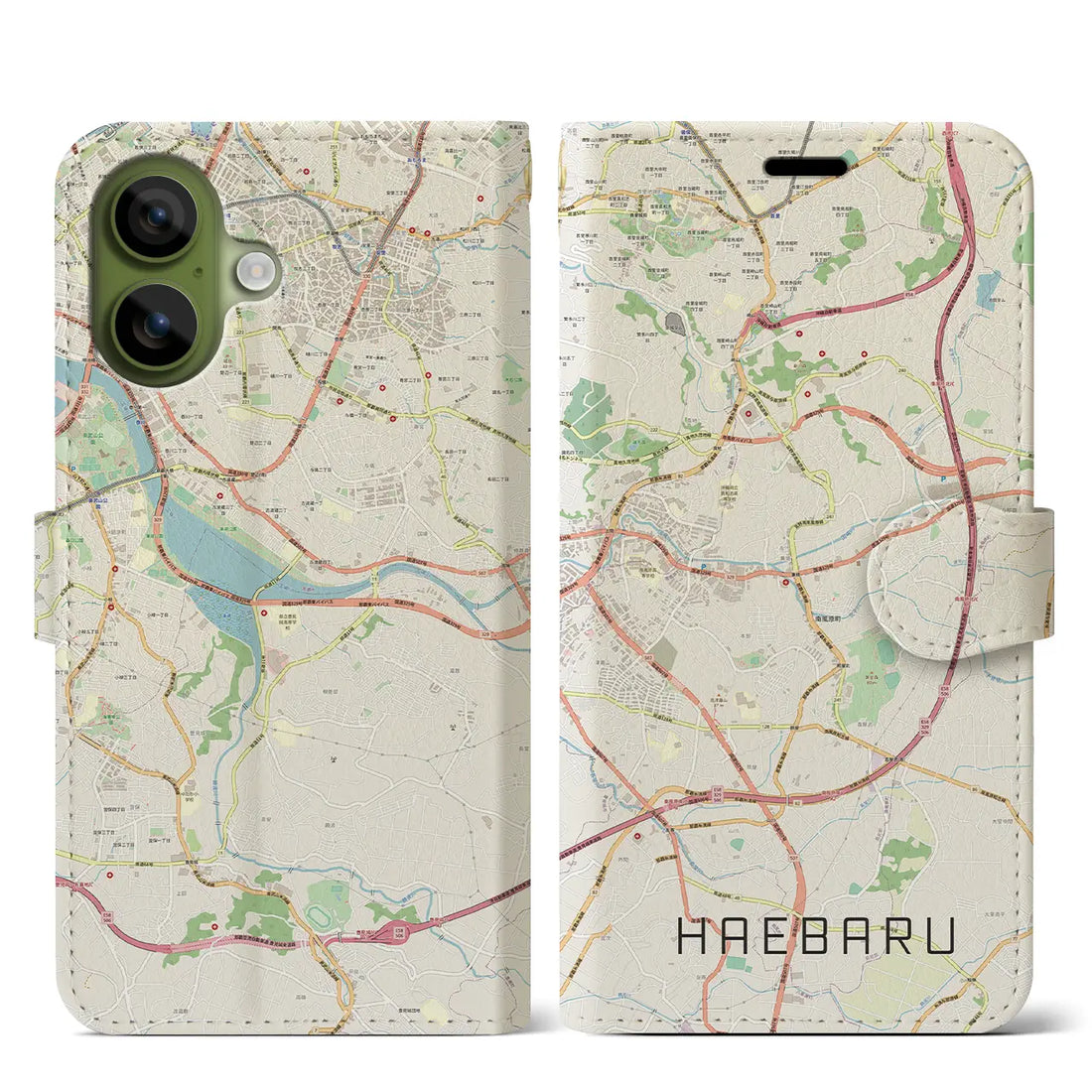 【南風原（沖縄県）】地図柄iPhoneケース（手帳タイプ）モノトーン・iPhone 17 Pro Max 用