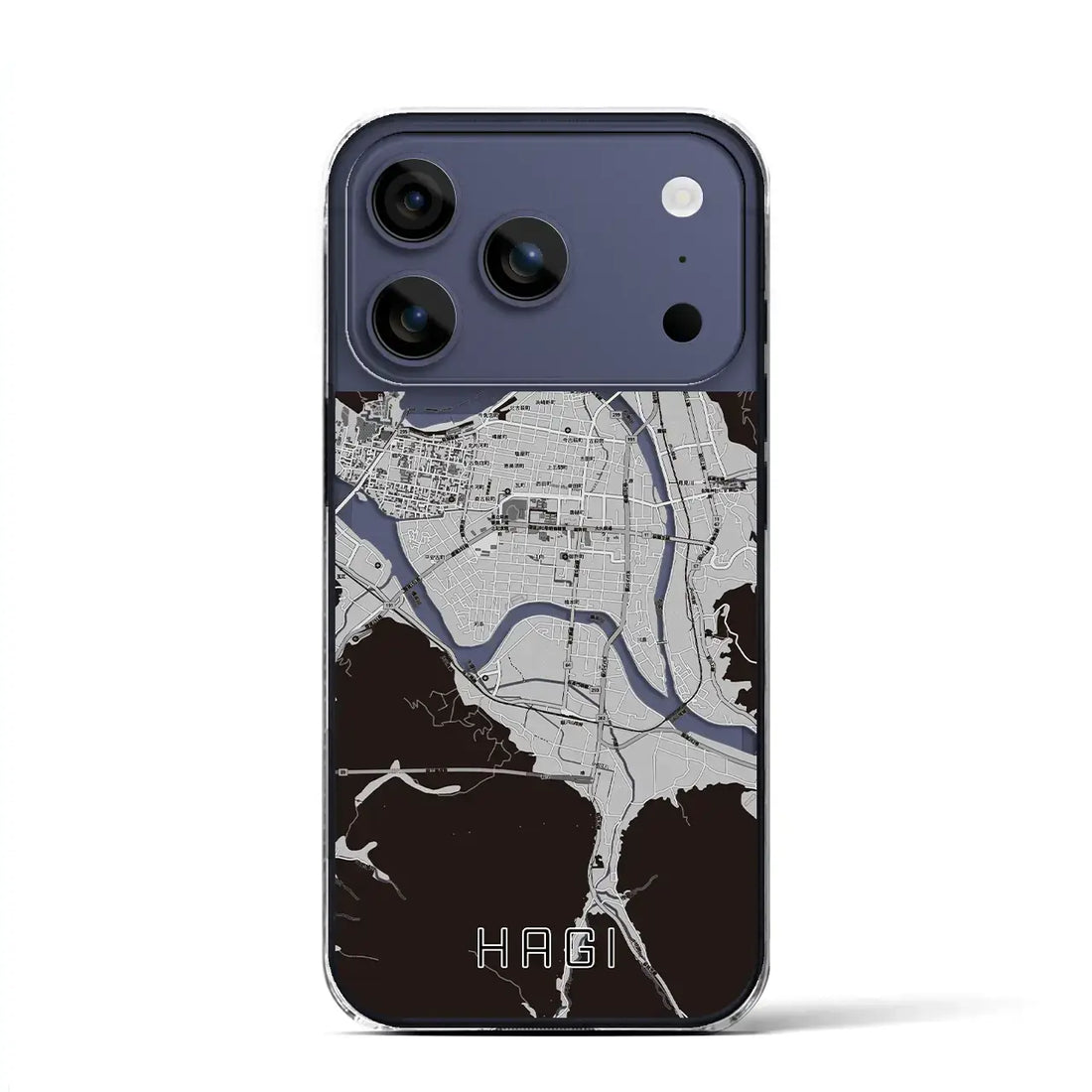 【萩2(山口県)】地図柄iPhoneケース(クリアタイプ)モノトーン・iPhone 17 Pro Max 用