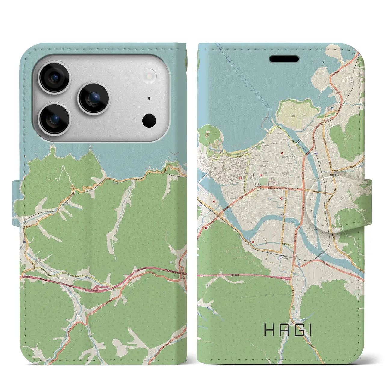 【萩2（山口県）】地図柄iPhoneケース（手帳タイプ）