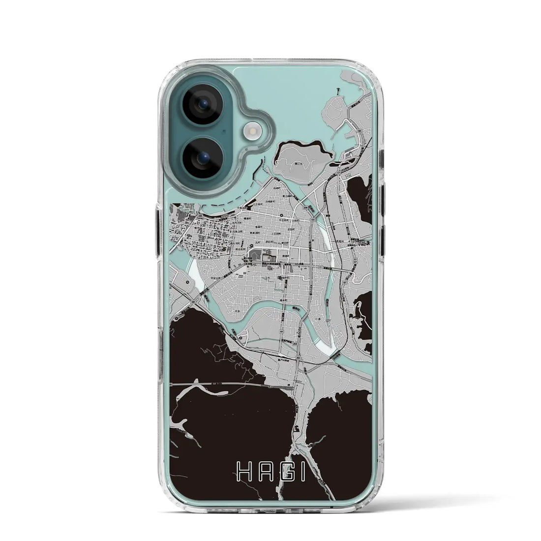 【萩2(山口県)】地図柄iPhoneケース(MagSafeタイプ)モノトーン・iPhone 16 Pro 用