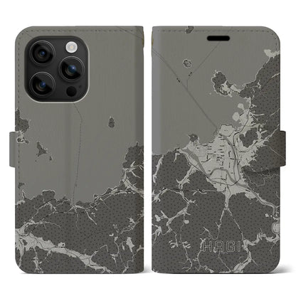 【萩（山口県）】地図柄iPhoneケース（手帳タイプ）モノトーン・iPhone 16 用