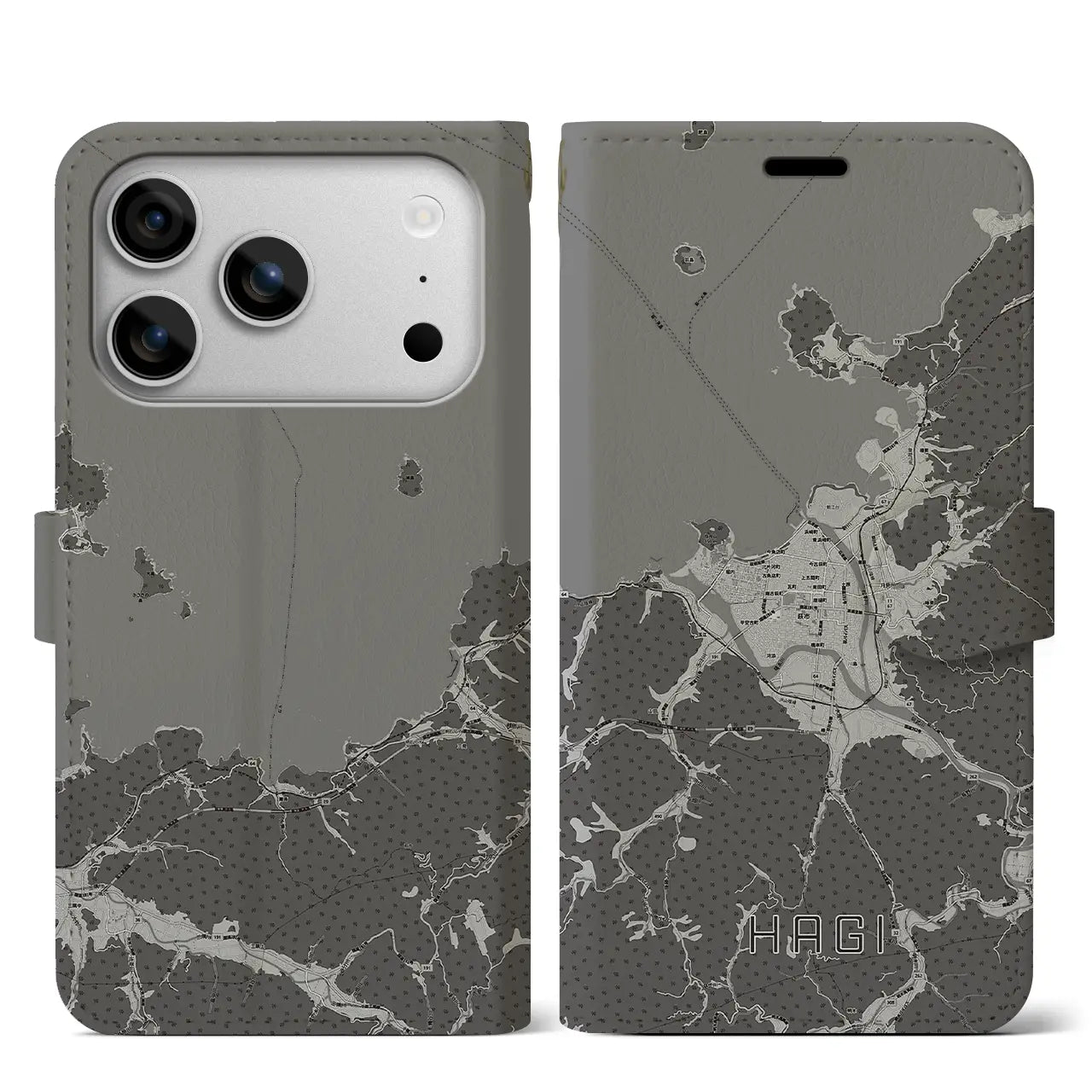 【萩（山口県）】地図柄iPhoneケース（手帳タイプ）