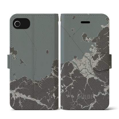 【萩（山口県）】地図柄iPhoneケース（手帳タイプ）モノトーン・iPhone SE（第3 / 第2世代） / 8 / 7 / 6s / 6 用