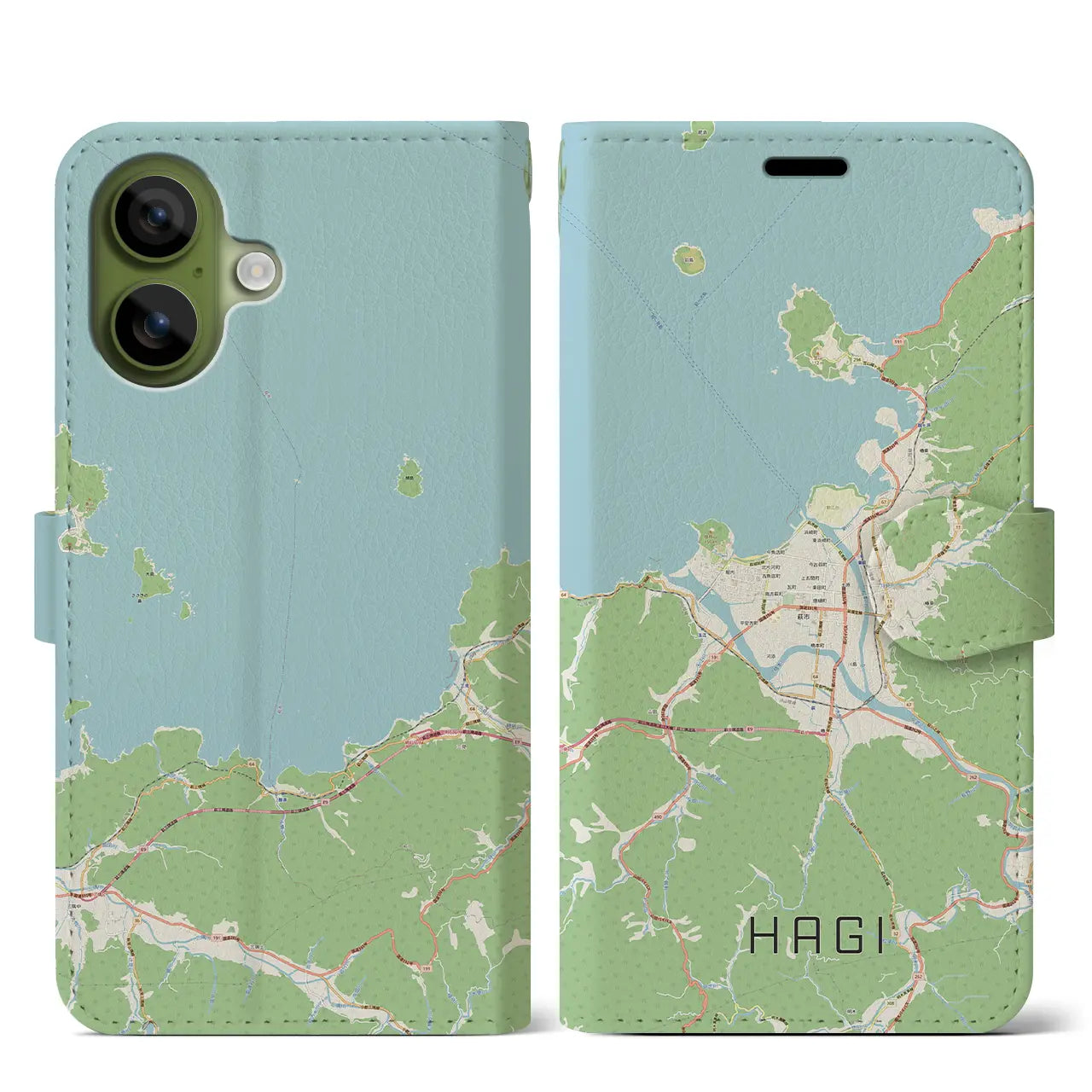 【萩（山口県）】地図柄iPhoneケース（手帳タイプ）