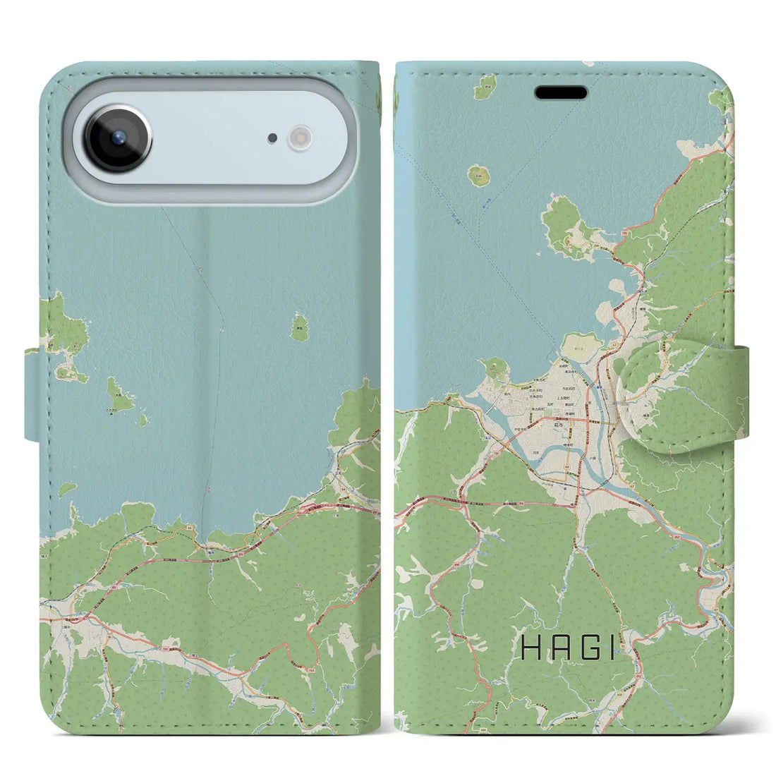 【萩(山口県)】地図柄iPhoneケース(手帳タイプ)ナチュラル・iPhone 17 Pro Max 用