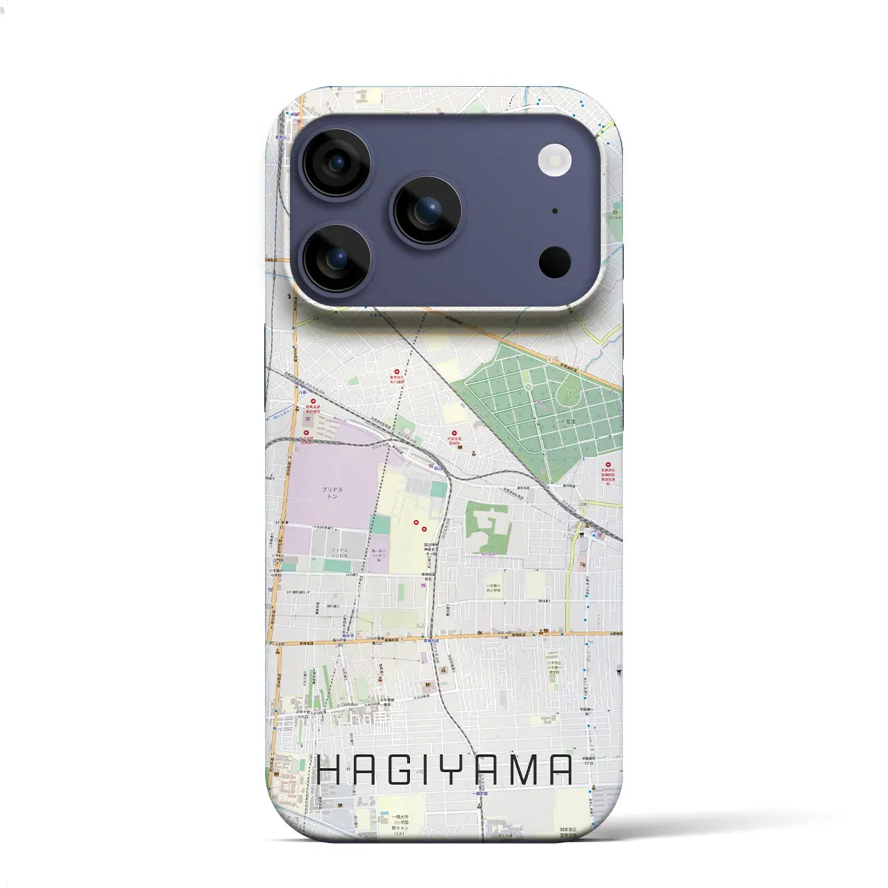 【萩山（東京都）】地図柄iPhoneケース（バックカバータイプ）ブラック・iPhone 17 Pro Max 用