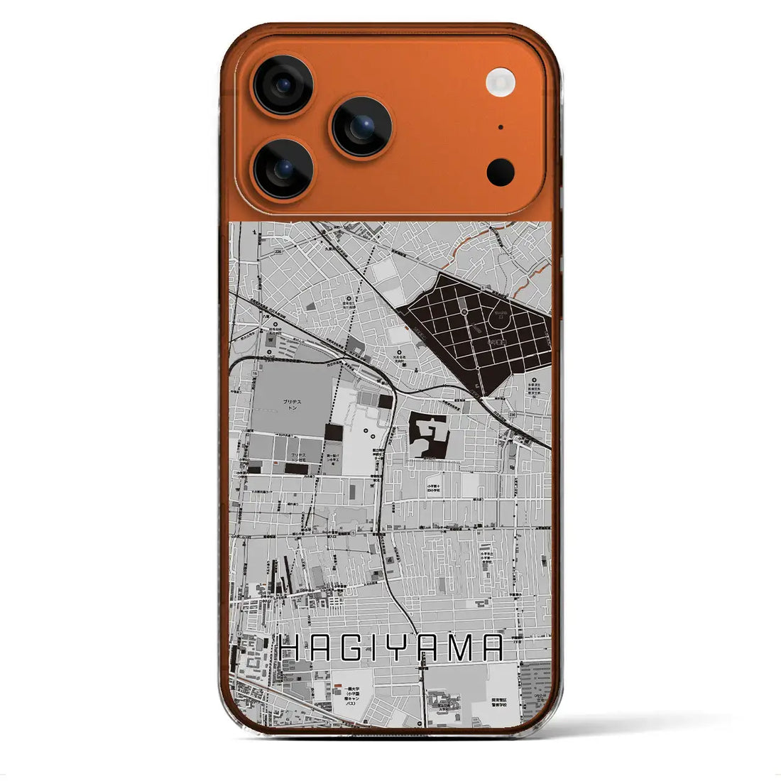 【萩山(東京都)】地図柄iPhoneケース(クリアタイプ)モノトーン・iPhone 17 Pro Max 用