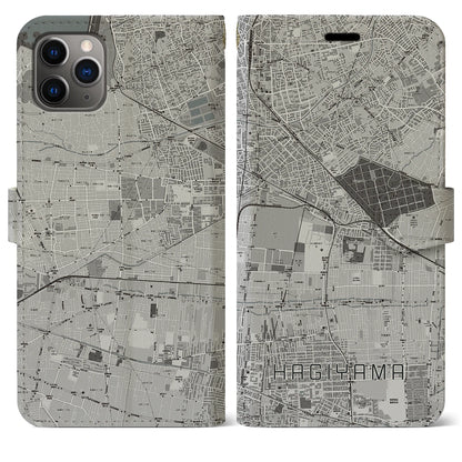 【萩山（東京都）】地図柄iPhoneケース（手帳タイプ）モノトーン・iPhone 11 Pro Max 用