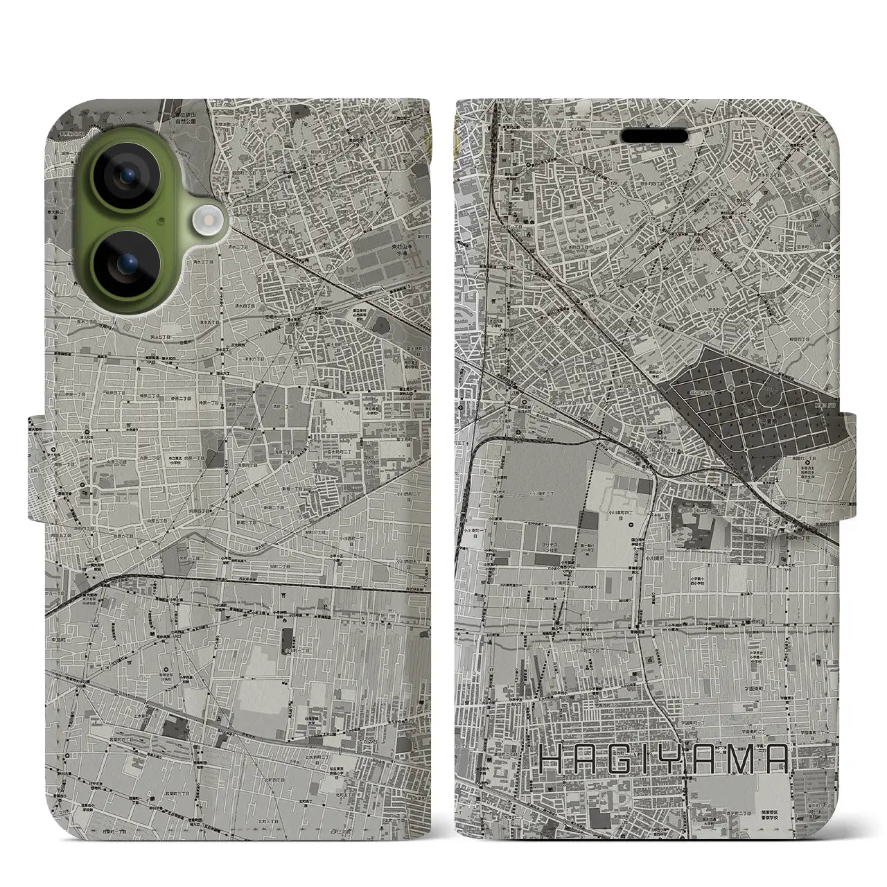 【萩山（東京都）】地図柄iPhoneケース（手帳タイプ）