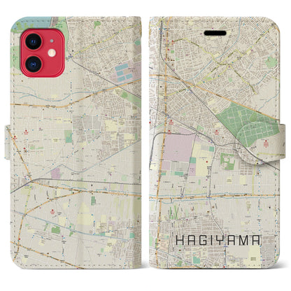 【萩山（東京都）】地図柄iPhoneケース（手帳タイプ）ナチュラル・iPhone 11 用