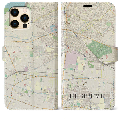 【萩山（東京都）】地図柄iPhoneケース（手帳タイプ）ナチュラル・iPhone 12 Pro Max 用