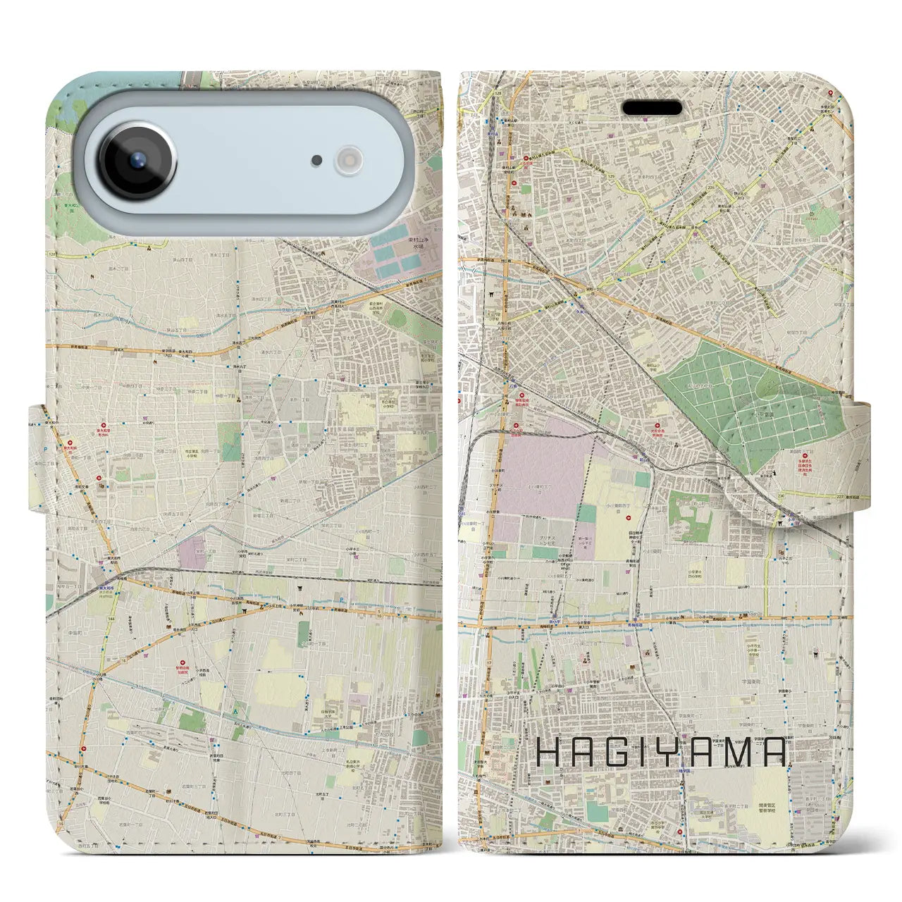 【萩山（東京都）】地図柄iPhoneケース（手帳タイプ）