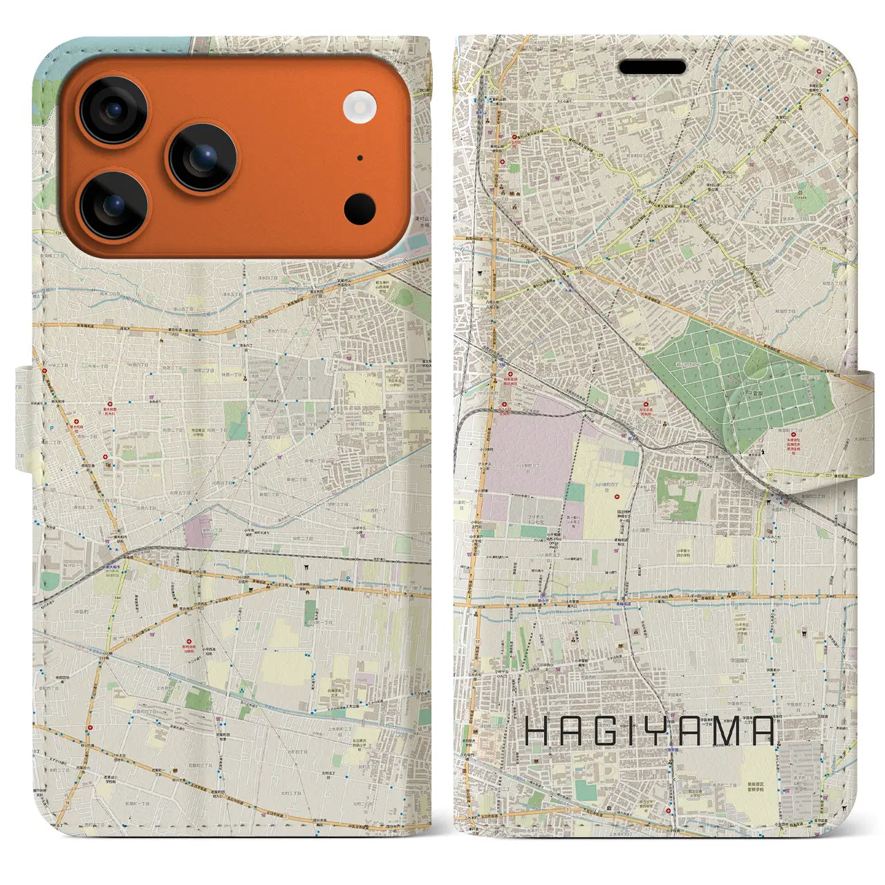 【萩山（東京都）】地図柄iPhoneケース（手帳タイプ）