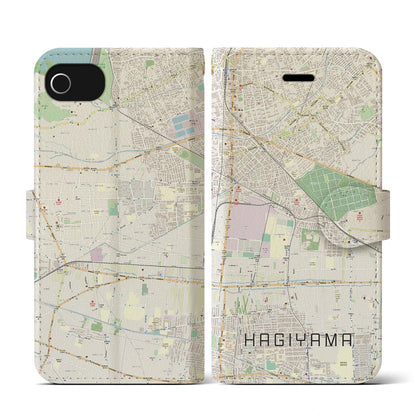 【萩山（東京都）】地図柄iPhoneケース（手帳タイプ）ナチュラル・iPhone SE（第3 / 第2世代） / 8 / 7 / 6s / 6 用