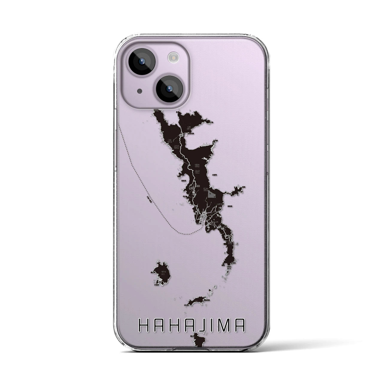 【母島（東京都）】地図柄iPhoneケース（クリアタイプ）モノトーン・iPhone 14 用