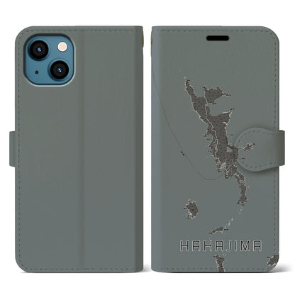 【母島（東京都）】地図柄iPhoneケース（手帳タイプ）モノトーン・iPhone 13 用