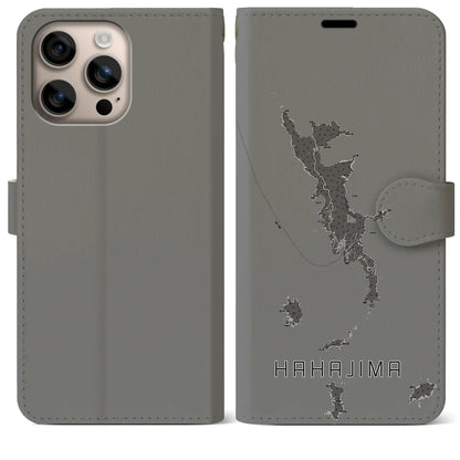 【母島（東京都）】地図柄iPhoneケース（手帳タイプ）モノトーン・iPhone 16 Plus 用