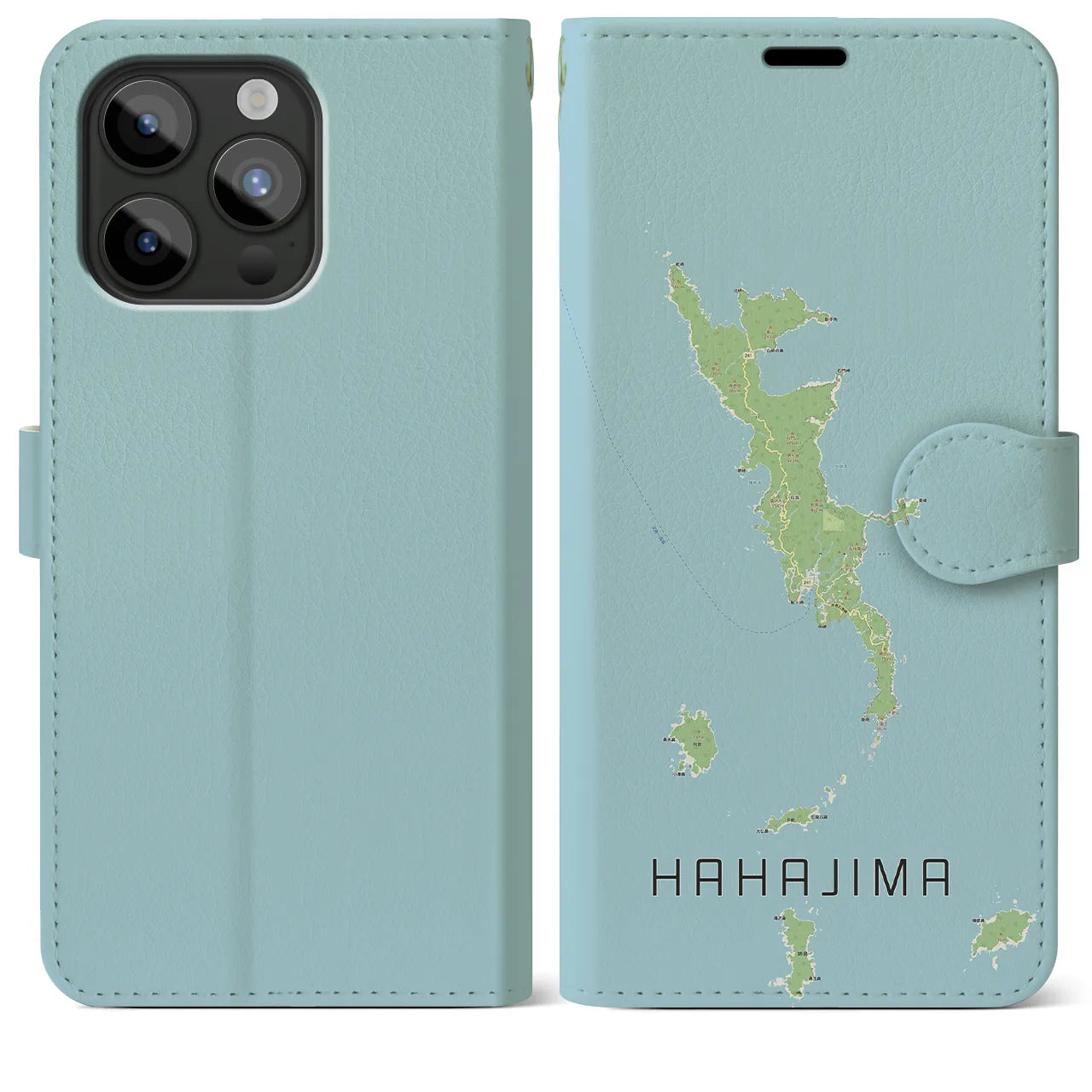 【母島（東京都）】地図柄iPhoneケース（手帳タイプ）ナチュラル・iPhone 15 Pro Max 用