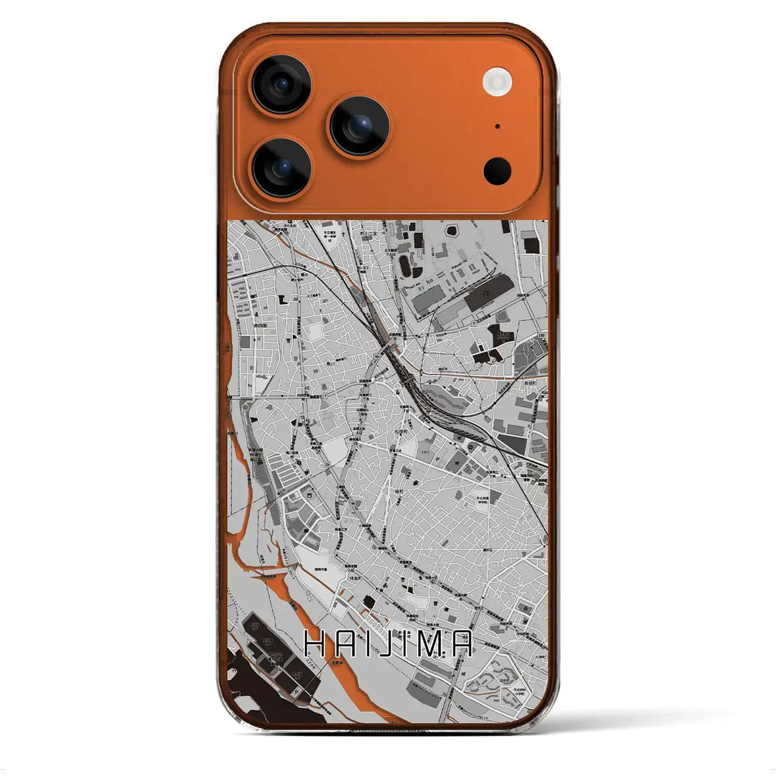 【拝島（東京都）】地図柄iPhoneケース（クリアタイプ）モノトーン・iPhone 17 Pro Max 用