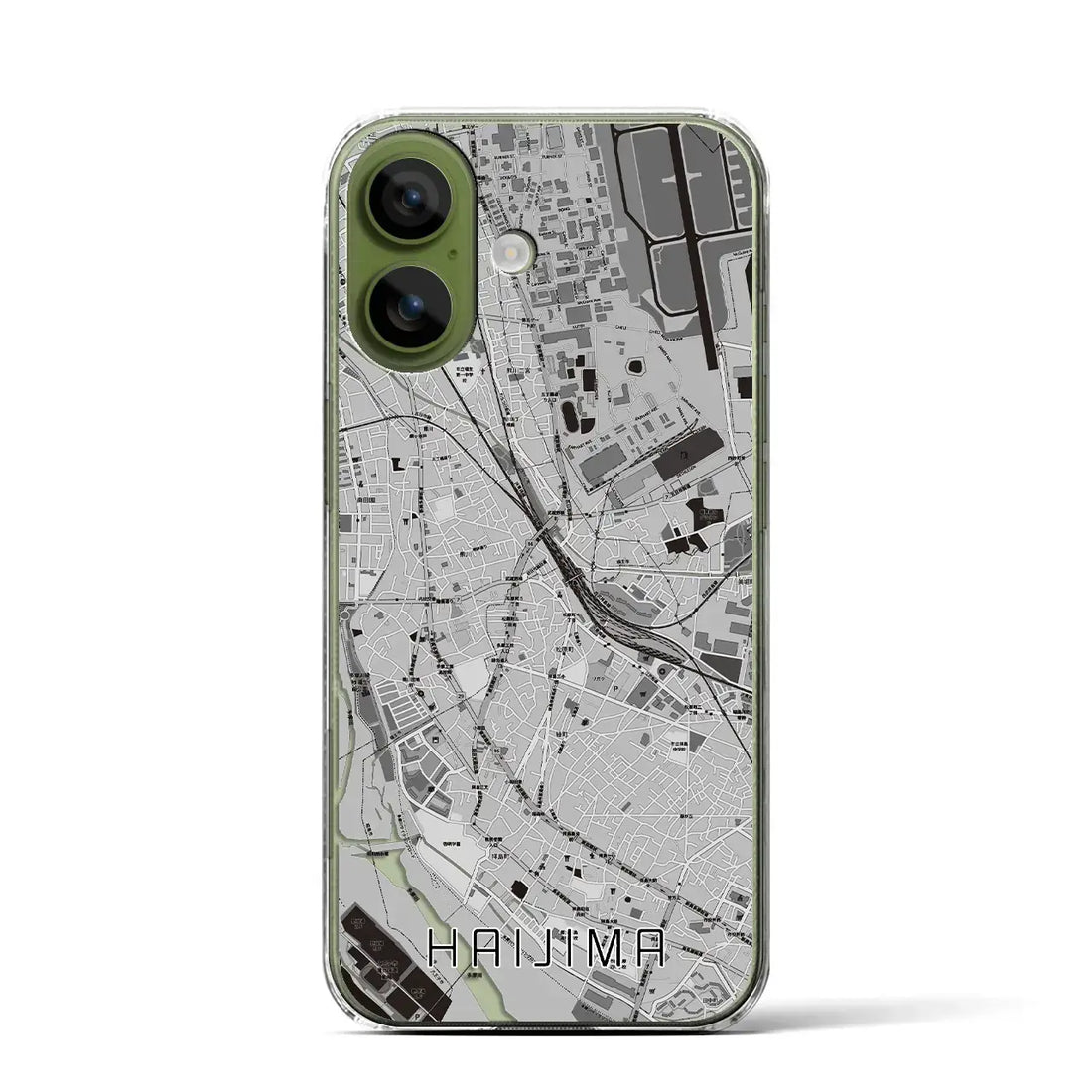 【拝島（東京都）】地図柄iPhoneケース（クリアタイプ）モノトーン・iPhone 17 Pro Max 用