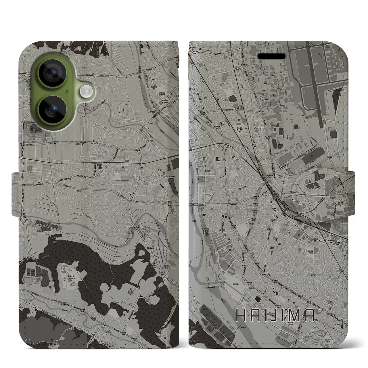 【拝島（東京都）】地図柄iPhoneケース（手帳タイプ）